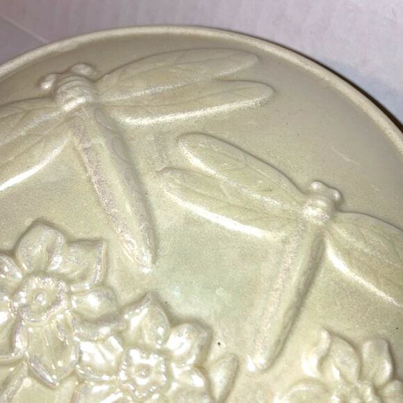 DRAGONFLIES Trinket Jewelry Box 3D Flowers Hinged Mirror Iridescent 5 x 2.5 inch - Picture 3 of 12